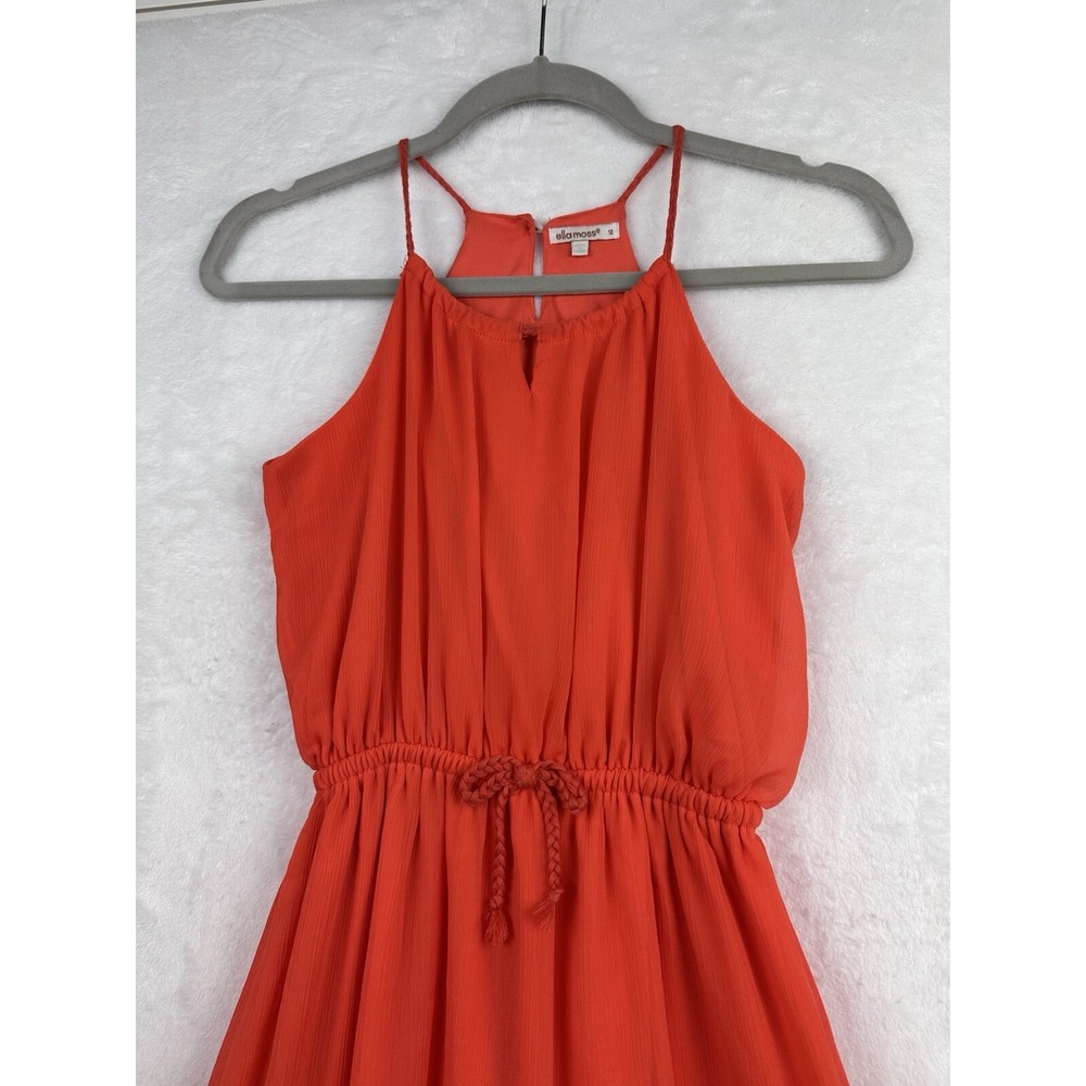 Ella Moss Womens Halter Mini Ruffle Tiered Dress Orange Size‎ XS  Girls 12 - Picture 2 of 12